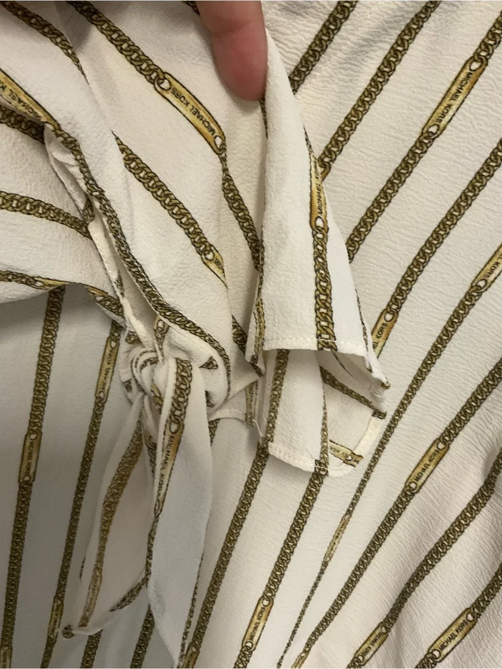 Michael Kors White Blouse with Gold Vertical Stripes